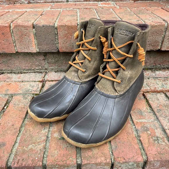 Sperry Duck Boot Green Leather Waterproof Boot Size 11M Women’s - Picture 7 of 8
